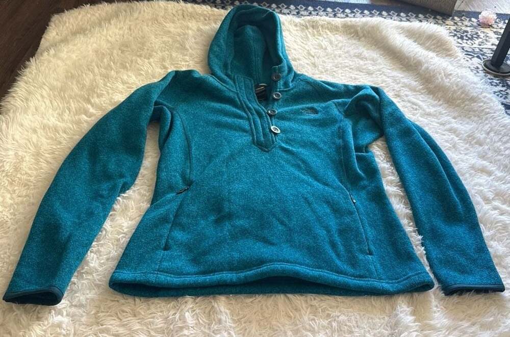 The‎ North Face Women's Crescent Hooded Fleece Pullover Teal Size Medium